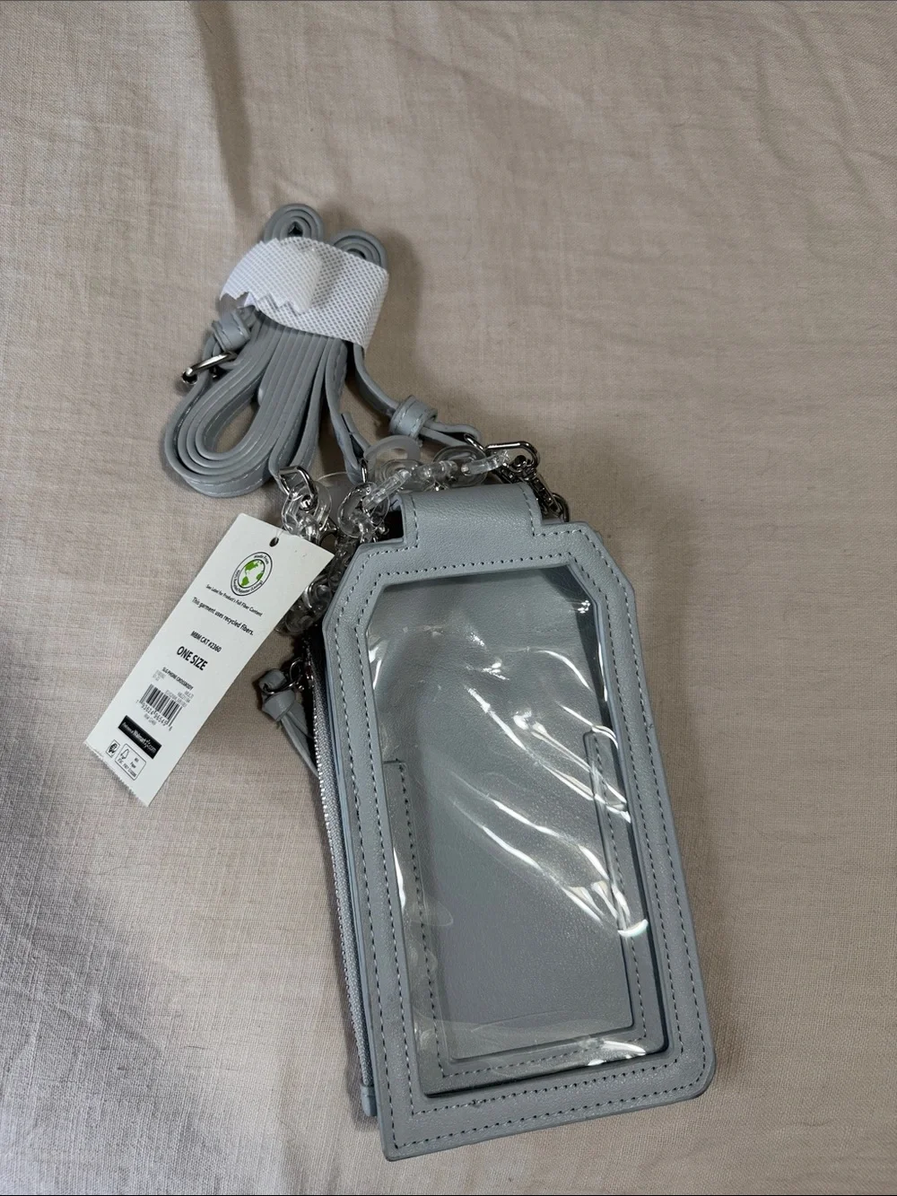 No Boundaries Light Gray Clear Front Crossbody Phone Case with Strap